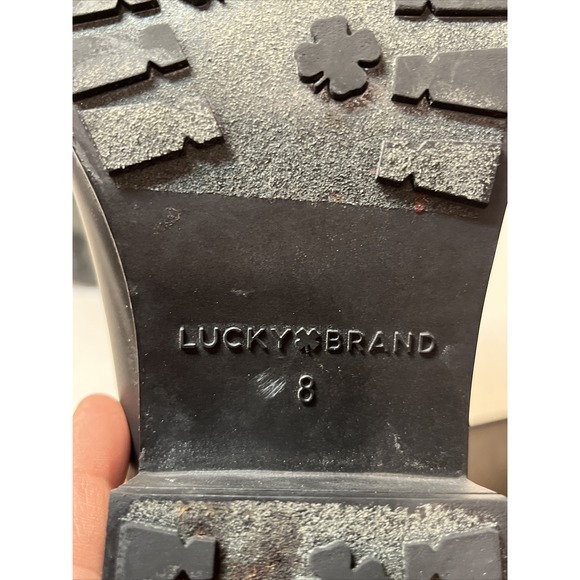 Lucky Brand Womens Rindah Belted Heel Rubber Rain Boots Sz 8 Black Stylish - Picture 13 of 13